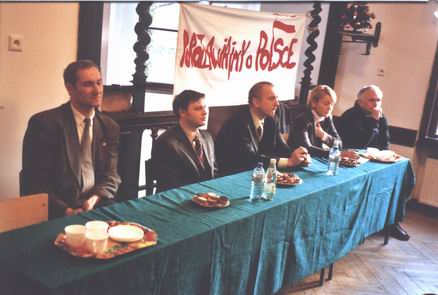 Janusz Modrzejewski - radny, Rafa Wiechecki - Modzie Wszechpolska, Joachim Brudziski - PiS, Magorzata Jacyna-Witt - radna OdNowa, o. Ludwik Winiewski - dominikanin